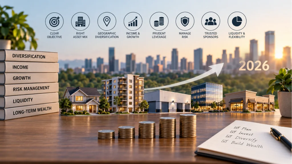 Investor reviewing a diversified real estate investment portfolio across multiple property types and markets